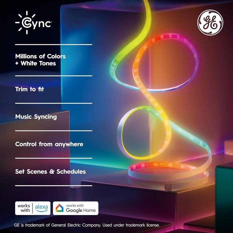 Cync GE Dynamic Effects Smart LED Light Strip with Music Sync, Color Changing WiFi Lights, Indoor Light Strip, Compatible with Alexa and Google Home, 32ft and Power Supply - Image 2